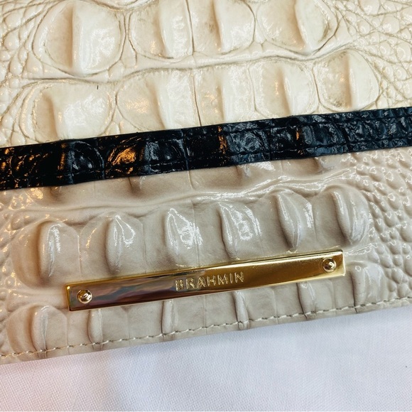 Brahmin Ivory, Tan, and Black Crocodile Embossed Wallet with Black Accent -NWOT - Picture 7 of 14
